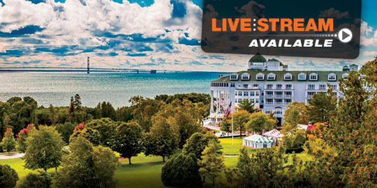 Grand Hotel on Mackinac Island, a beautiful setting for a live stream CME/CE conference.
