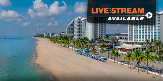 Aerial view of the Westin Beach Resort on Fort Lauderdale’s coastline, promoting 2025 CME/CE conferences with livestream access for healthcare professionals
