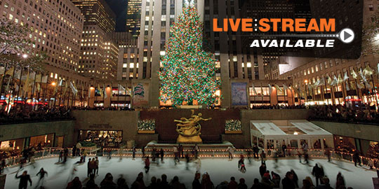 New York City during Christmas with lights and ice skating