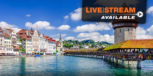 Lucerne, Switzerland daytime bridge and old town.
